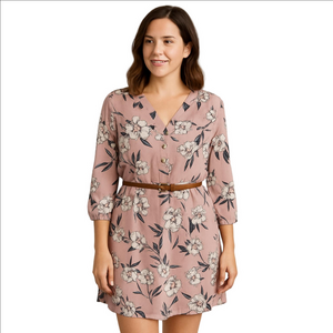 Floral Pink Bishop Sleeve dress blouse xs